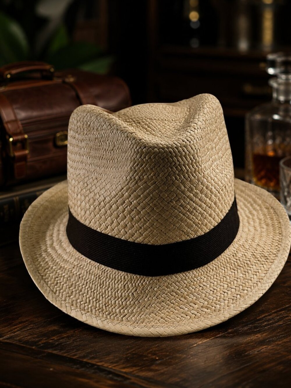 Natural Woven Straw Fedora Hat | Classic Panama-Style Summer Hat